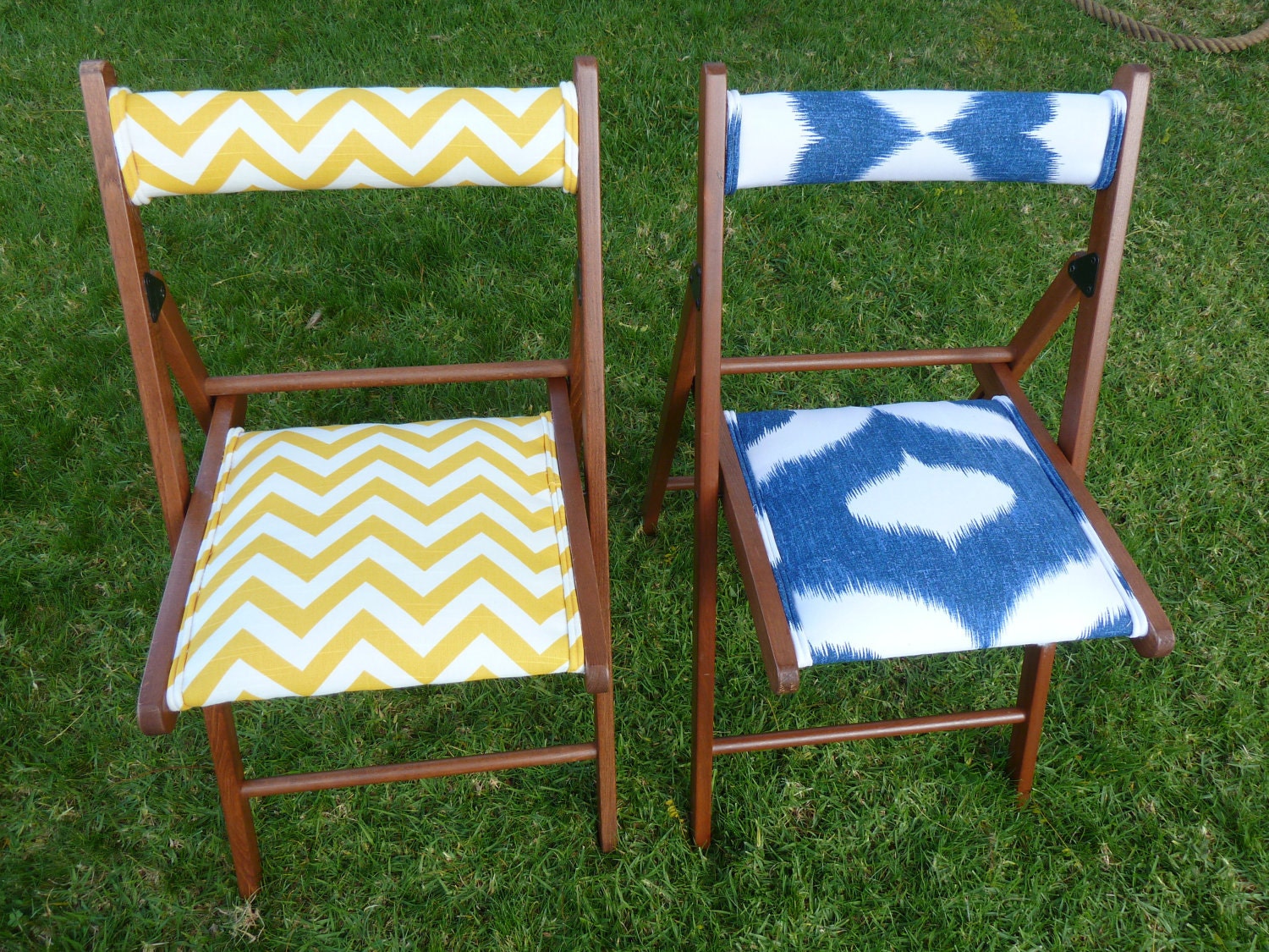 Wood Folding Chairs Set of 2 Upcycled