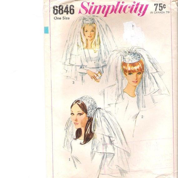 Vintage 1960s Wedding Veil Pattern Simplicity 6846 Uncut