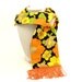 Vintage 1960s Scarf Mod Flower Power Fringe Lime Green Orange
