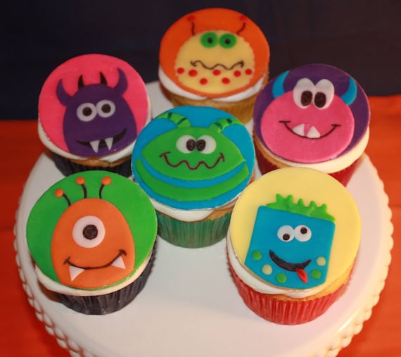 Items similar to Monster Theme Fondant Cupcake Topper on Etsy