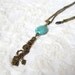 turquoise pendant necklace, bronze necklace, turquoise necklace, turquoise and bronze, tassel, turquoise jewelry