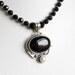 Black necklace, black onyx necklace, sterling silver pendant, onyx pendant, silver pendant, black pendant