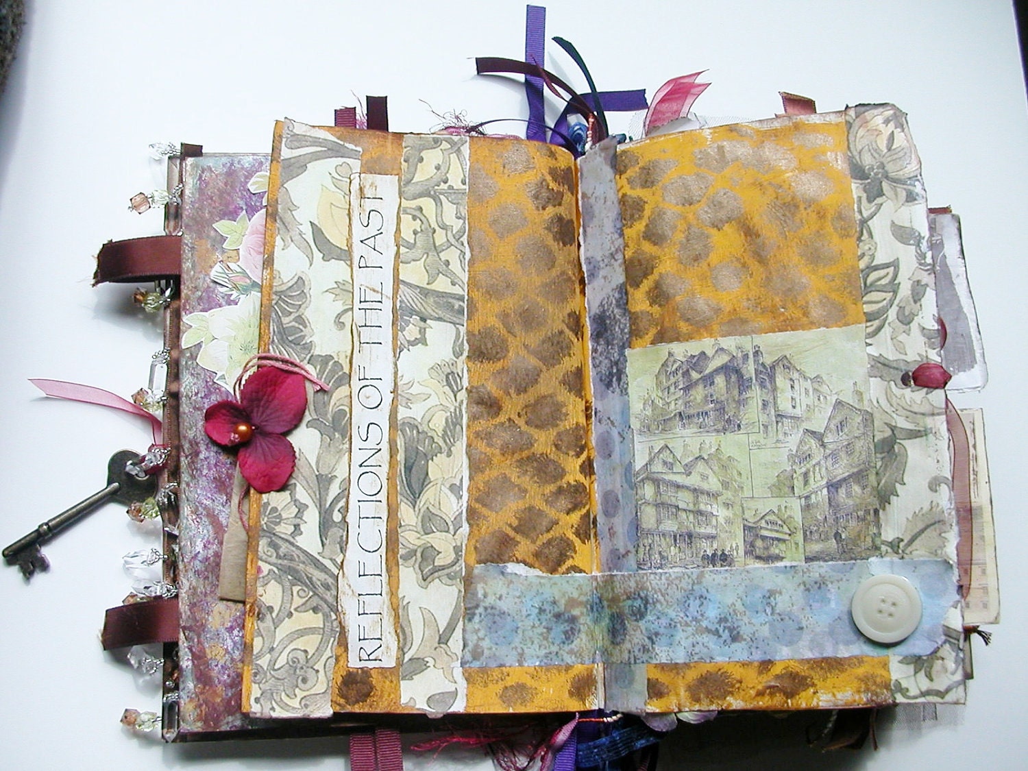 Altered Book Mixed Media Journal Antique Imagery