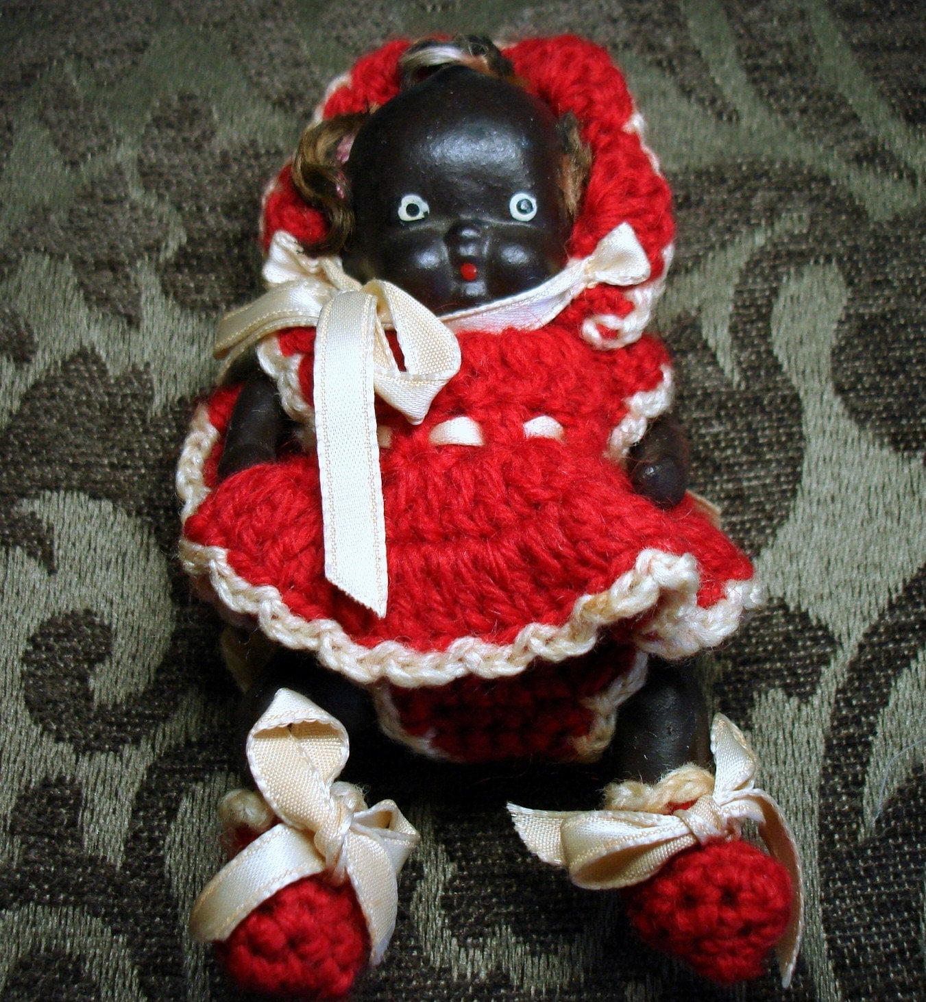 Antique Black Americana Doll Bisque Baby by vintageantiqueseller