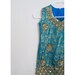 Vintage Teal Beaded Blouse / 1960s Sleeveless Floral Satin Brocade Tank Top / Aqua Blue and Gold / SALE