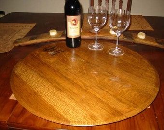 Recycled Wine Barrel Lazy Susan or Serving Tray