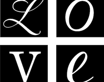 LOVE Squares -Vinyl Lettering wall words graphics Home decor itswritteninvinyl