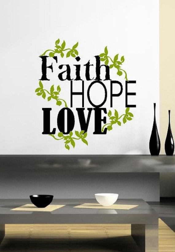 Items similar to Faith Hope LoveVinyl Lettering wall