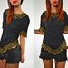 art deco TROPHY SCALLOPED two tone blouse, xsmall-medium