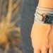 Gray Suede Bracelet Watch with Small Navy Interchangeable Face