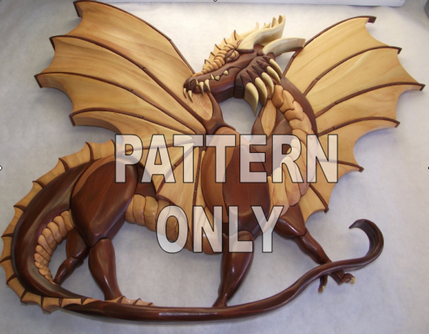 Pattern of large 'Dragon' 26 x 21 Intarsia Original by kennbennett