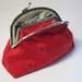 Oval Patterned Red Clutch Coin Purse Wallet Charcoal silk Slate Grey Kiss Lock Double Pocket