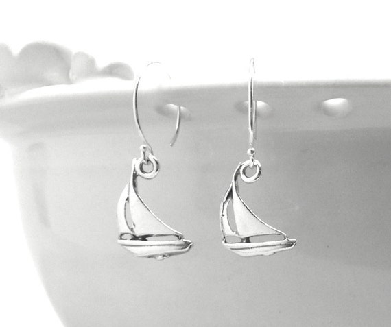 silver sailboat earrings