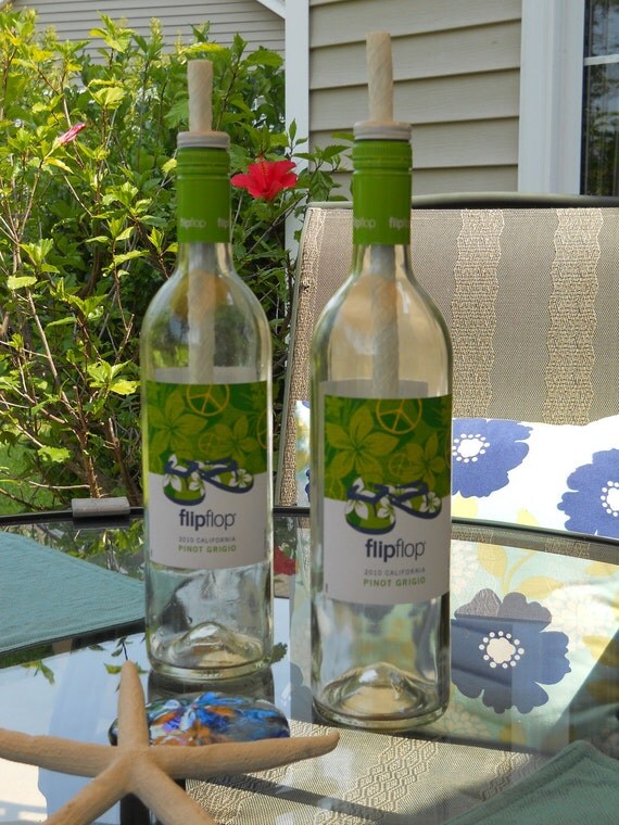 Citronella Wine Bottle Torches by coastaldreamcometrue on Etsy