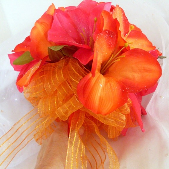 Tropical Silk Flower Bouquet with Amaryllis Destination