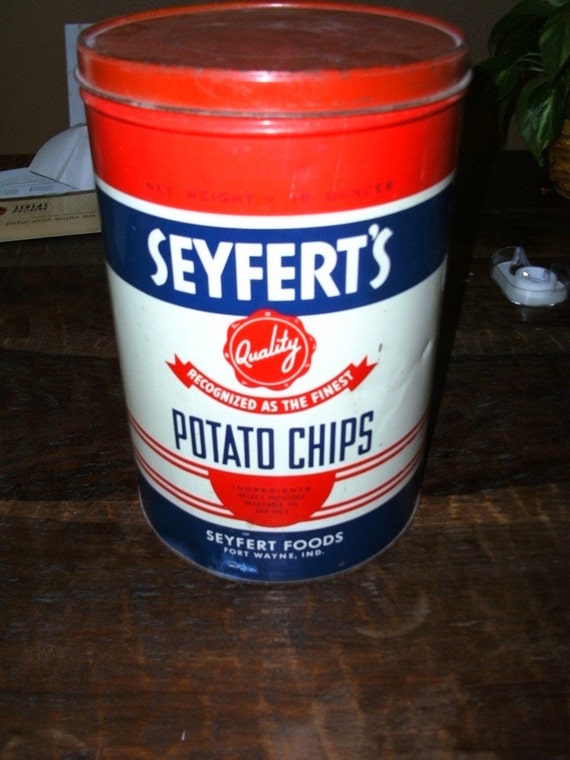 1950's Seyfert's Quality Potato Chips Metal by Littleboxesvintage
