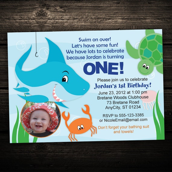 Items similar to Shark Ocean Printable Birthday Invitation -- Any Color ...