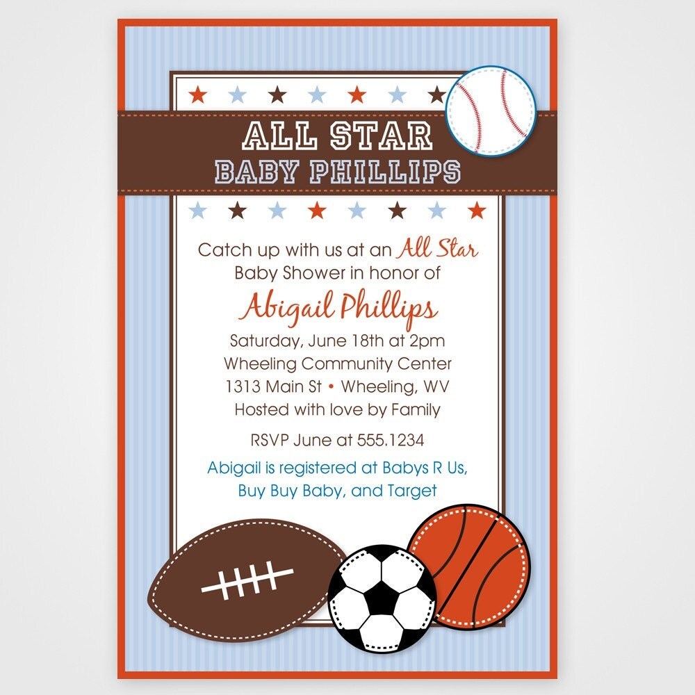 All Star Sports Baby Shower Invitations 5