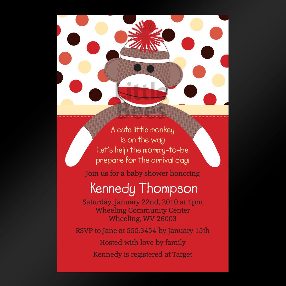 Sock Monkey Invitations 2