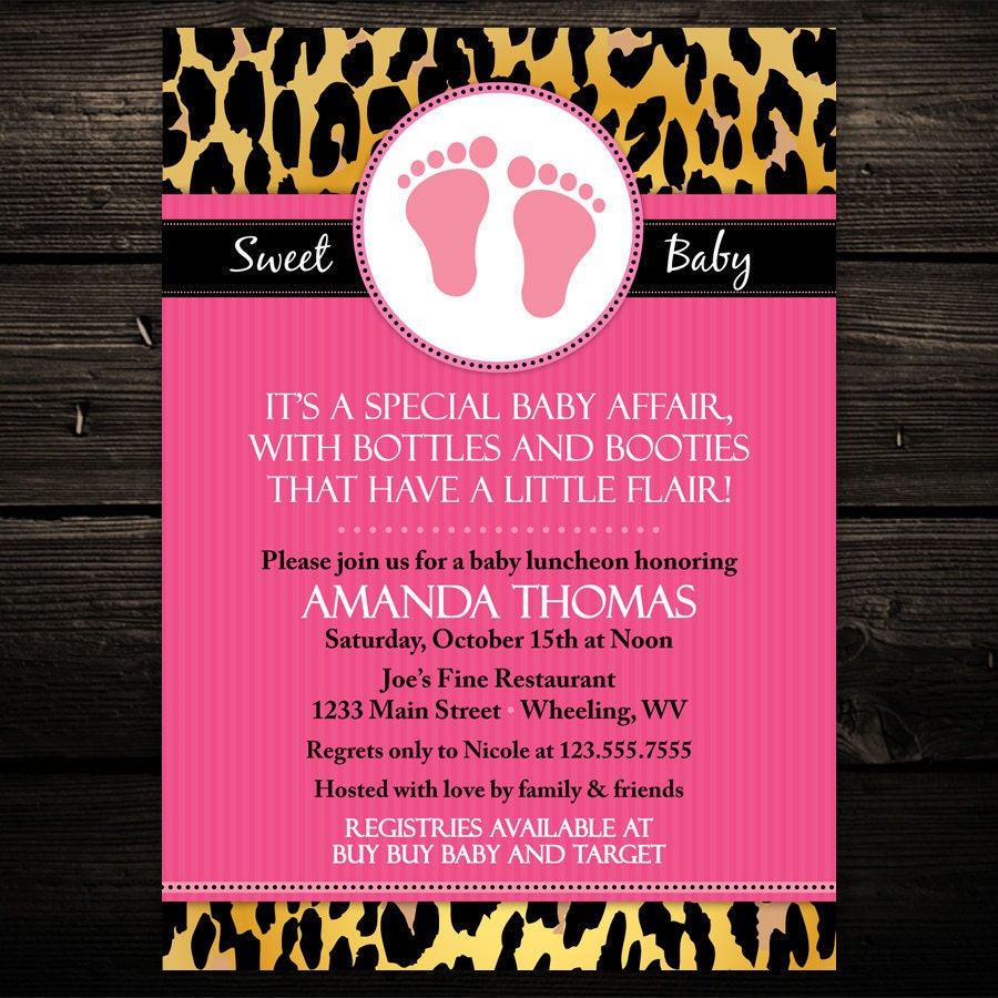 Leopard Print Baby Shower Invitations Mod by LittleBeesGraphics