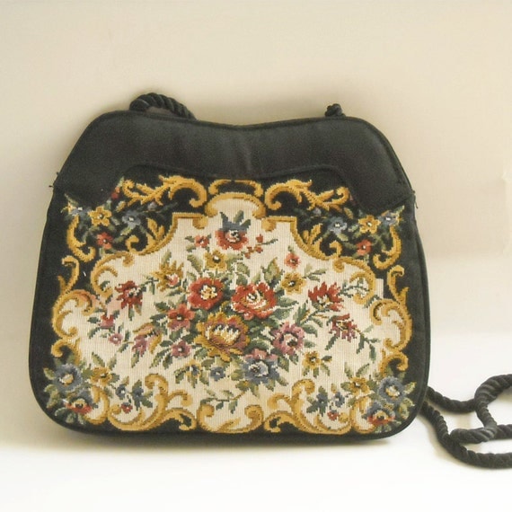 Items similar to RESERVED Vintage Tapestry Purse with Twisted cord