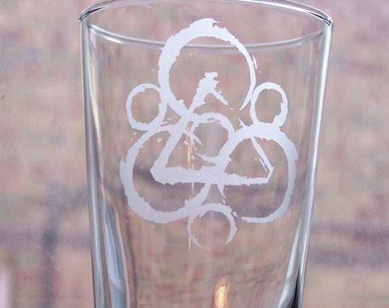 Coheed and Cambria Keywork logo etched pint glass