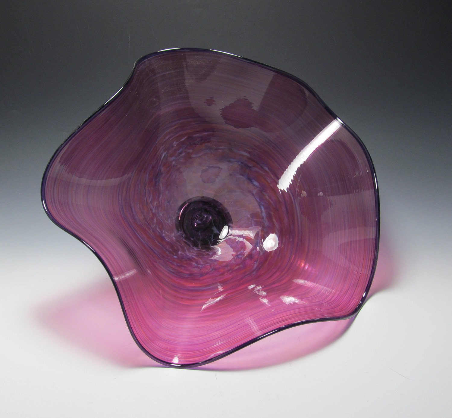 Blown Glass Bowl Pink Cranberry Purple Glass Art Glass