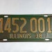 1938 Illinois License Plate