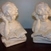 Pair of Vintage Shabby Chippy White Chalk Ware Bookends Girl Reading Book
