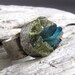 Aqua Aura with Golden Apatite Crystal Silver Ring
