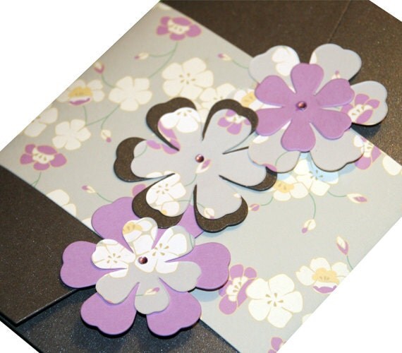 Items similar to Floral Pocketfold Invitation on Etsy