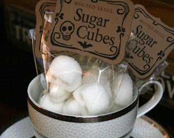 SKULL SUGAR CUBES - 6 Bags of Four Skulls Halloween Gift
