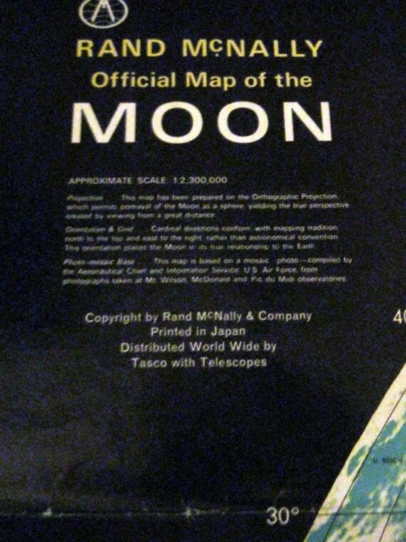 Maps Official Map of the Moon 1958 Rand McNally's by faithnhope10