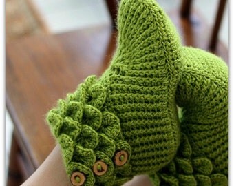 CROCHET PATTERN: Dragon Slippers Crocodile Stitch Boots (Adult Sizes) - Permission to Sell Finished Product