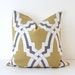 Trellis Modern Geometric Designer Pillow 16" Yellow Grey gold Accent Cushion Cover hollywood regency imperial trellis Duralee gray