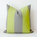 Chartreuse and Grey Stripe Decorative Designer Pillow Cover 18" x 18" Accent Throw Cushion neon striped cottage modern gray lime green