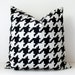 Black large Houndstooth Designer Pillow 18" x 18" cream BW White Throw Cushion Cover decorative Modern Geometric plaid graphic pop Mod