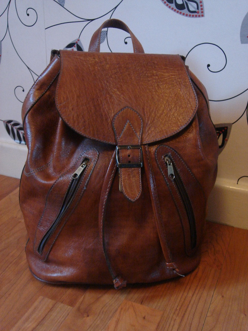 ViNtaGe Leather Rucksack Backpack Chesnut Brown MAN size GEEK