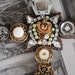 Upcycled art cross.. Assemblage vintage bling religious, pendant, wall decor
