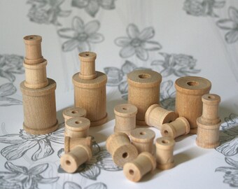Wooden Spools in Three Sizes for Ribbon Storage Craft Projects Country Crafts