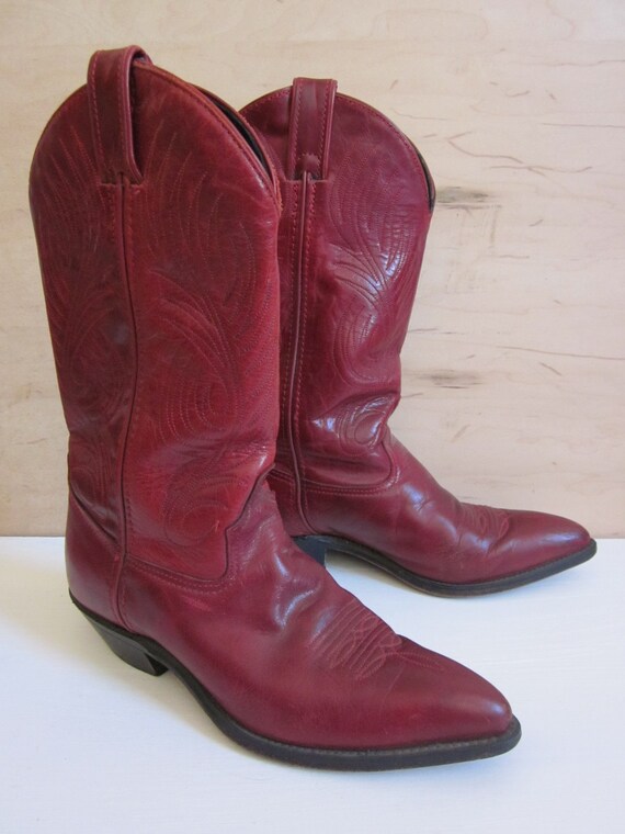 SALE Vintage Red Leather Cowboy Boots Gone West Western Best