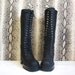 vintage 90's ALDO witch goth grunge flatform tall black leather lace up boots knee high women's 39 40