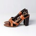 vintage 90's metallic copper high heeled leather strap sandals women's 9 10