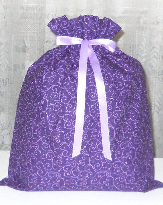 Purple Vine Large Fabric Gift Bag Floral by funbagsforeveryone
