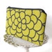 Small Zipper Pouch, Change Purse, Coin Pouch - Chrysanthemum in Chartreuse and Black