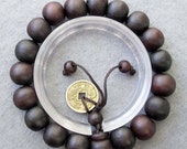 11mm Feng-Shui Coin With Tibetan Buddhist Wood Prayer Beads Mala Rosary Bracelet  T2475 - 8giftshop