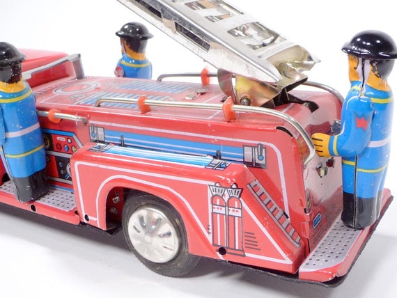 Vintage Metal Toy Fire Truck