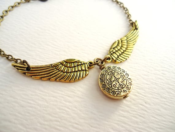 Items similar to Gold Orb & Gold Wing Steampunk Bracelet, Stacking ...