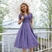 SALE Polka dot dress 50s style, purple cotton with white polka dots dots, size US 8 -25%
