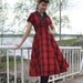 SALE Vintage style plaid dress, black and red plaid cotton with a swing skirt, size US 8